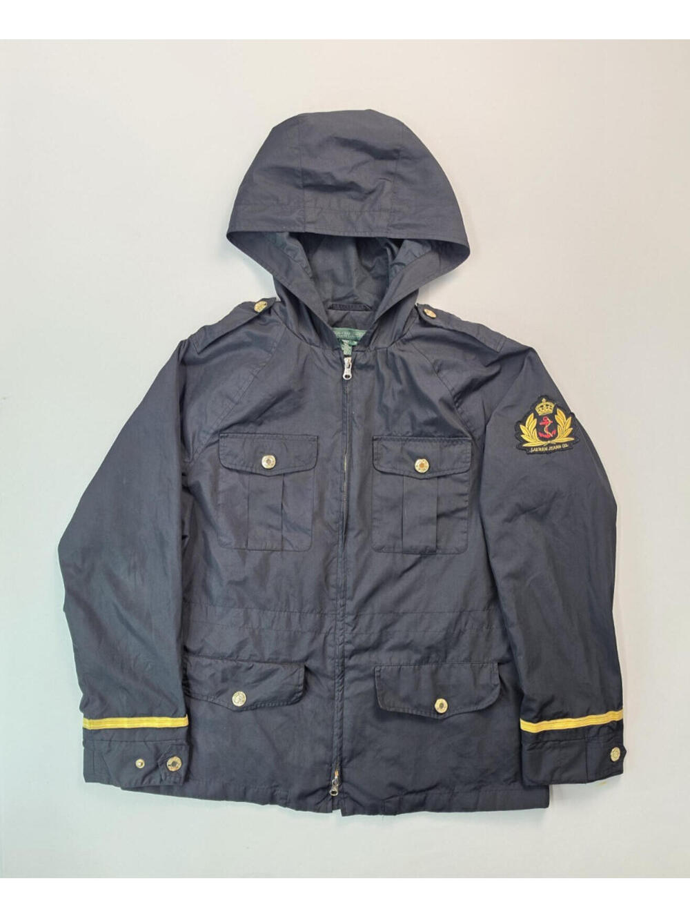 Lauren Ralph Lauren Crown Crest Black Nautical Hooded Jacket Womens Medium M